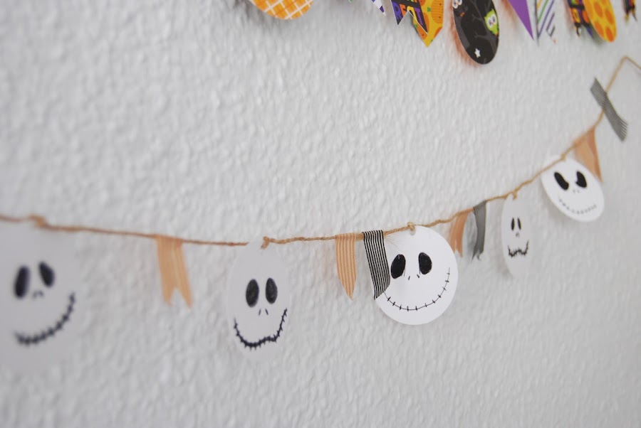 guirnalda fácil para Halloween. Easy halloween Jack Skellington garland