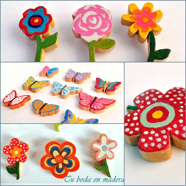 Detalle de boda para mujeres: broches en madera