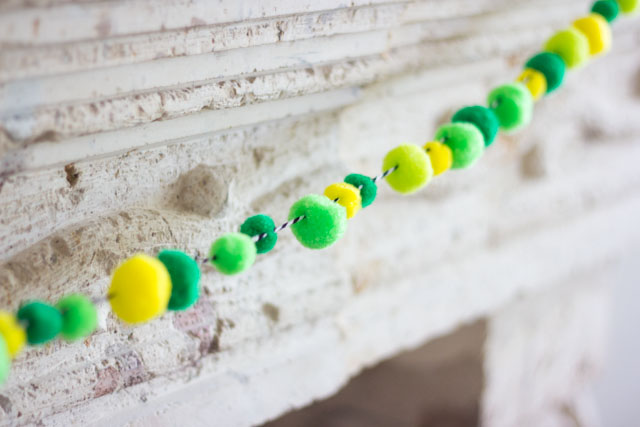 Make a simple pom-pom garland by stringing them onto baker's twine! Make a simple pom-pom garland by stringing them onto baker's twine!