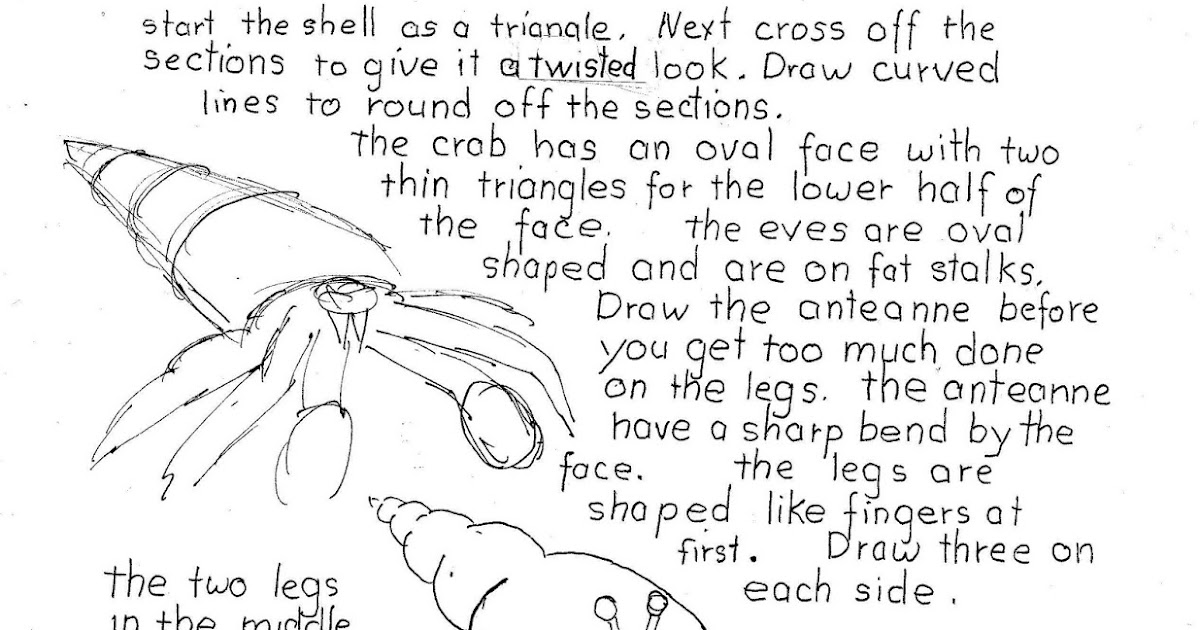 How to Draw Worksheets for The Young Artist: How to Draw A Hermit Crab