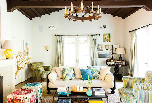 A chic boho oasis in an LA hacienda home - living room & music room You found this photo on BoHoHome.com @bohosusan. I found it on One Kings Lane.