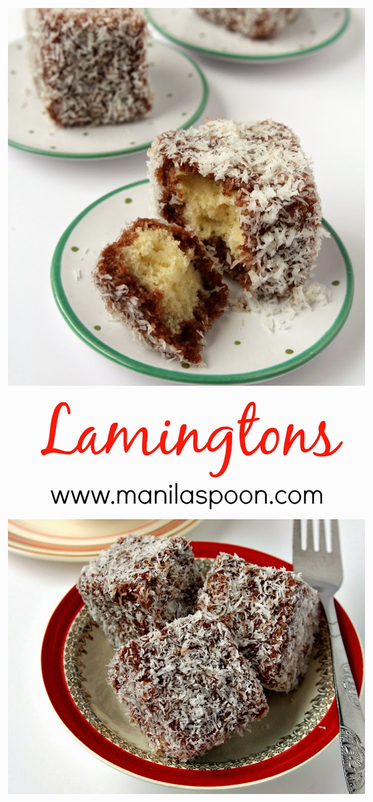  Lamingtons - delicious sponge cake dipped in chocolate sauce and then covered all over with shredded coconut, what's not to love?  #lamingtons