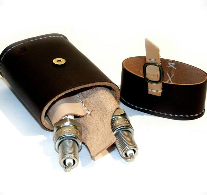 to Our Vintage Bobber World PsychoMotor leather spark plug