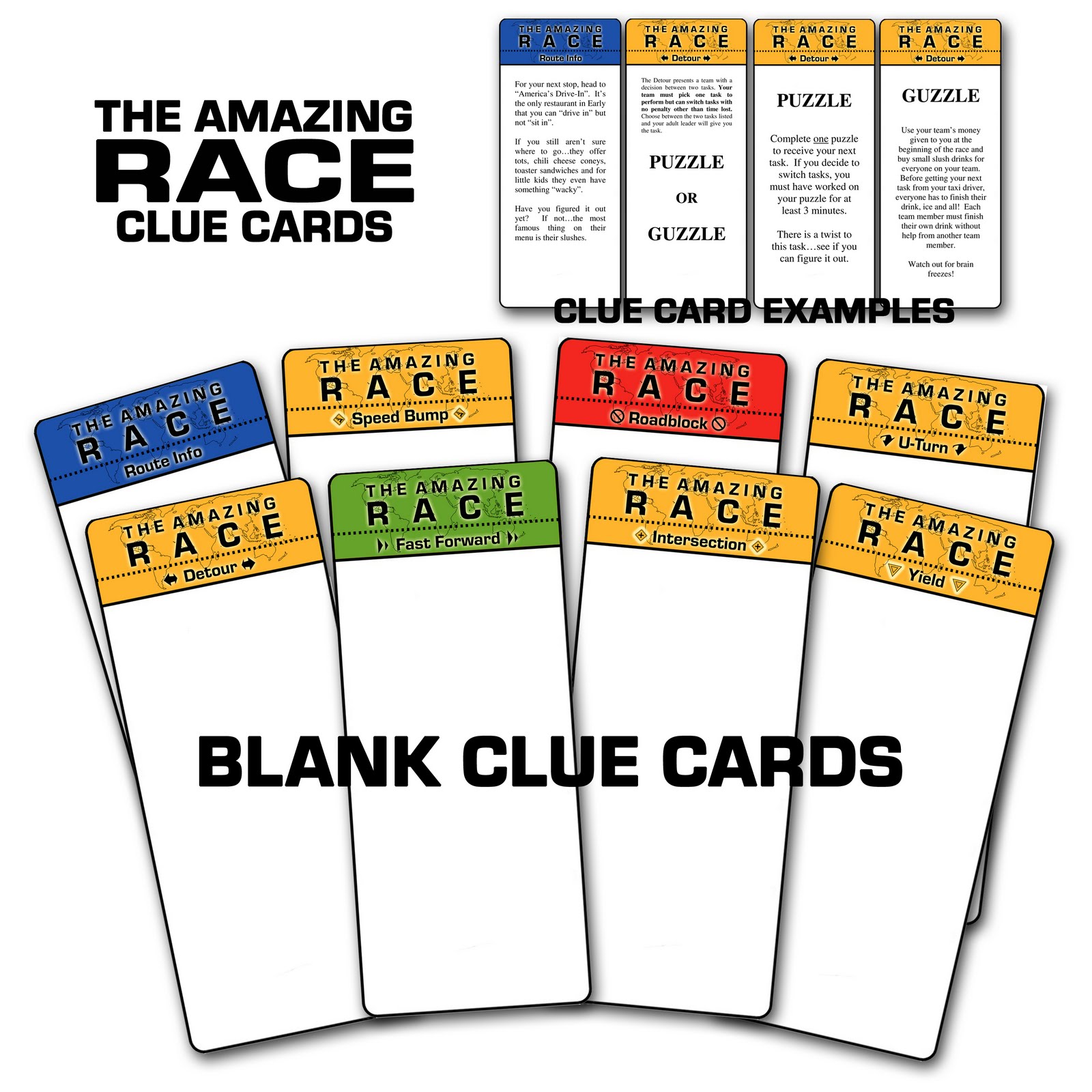 Free Printable Amazing Race Cards