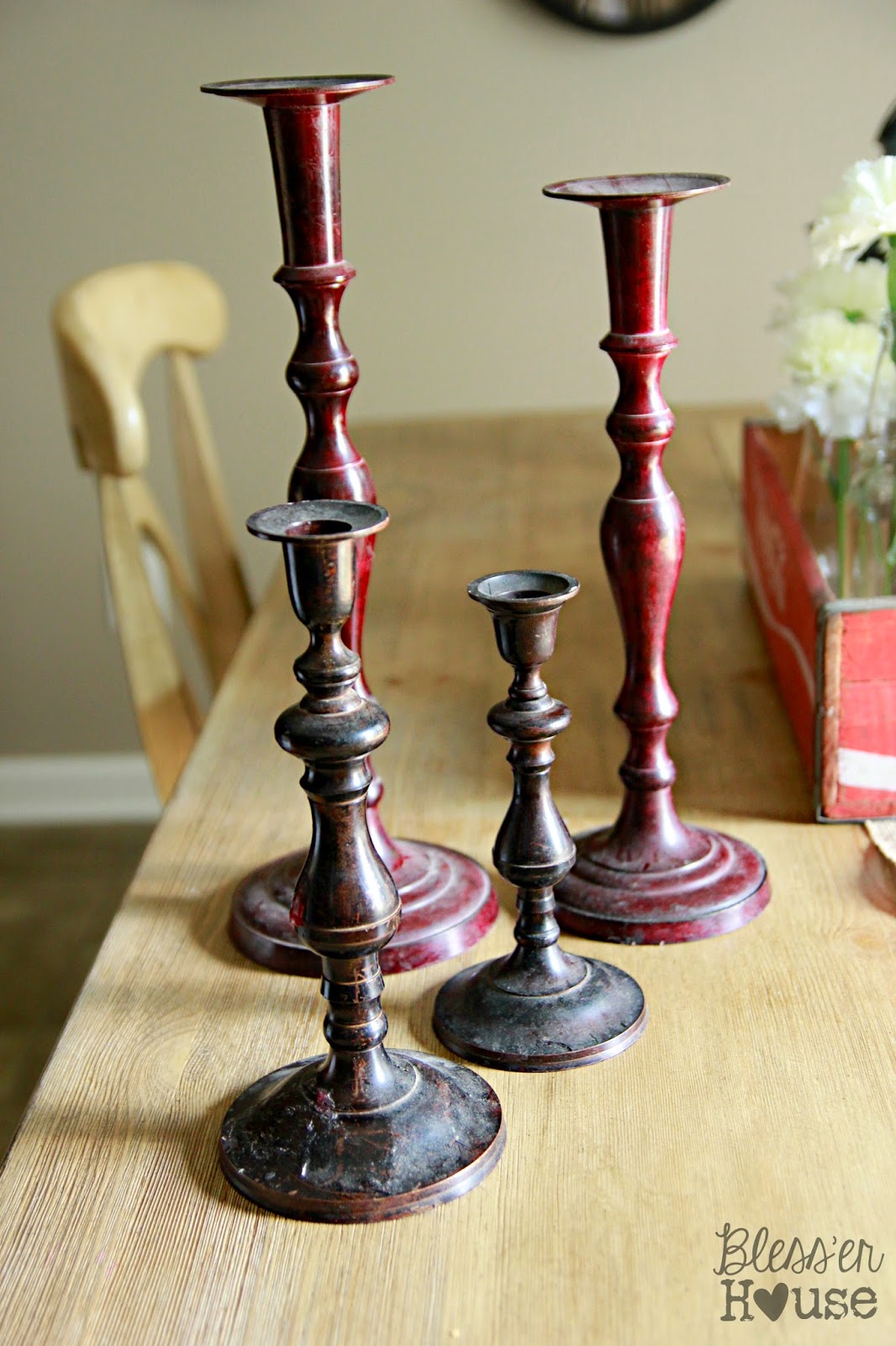 DIY Distressed Thrift Store Candlesticks Bless'er House