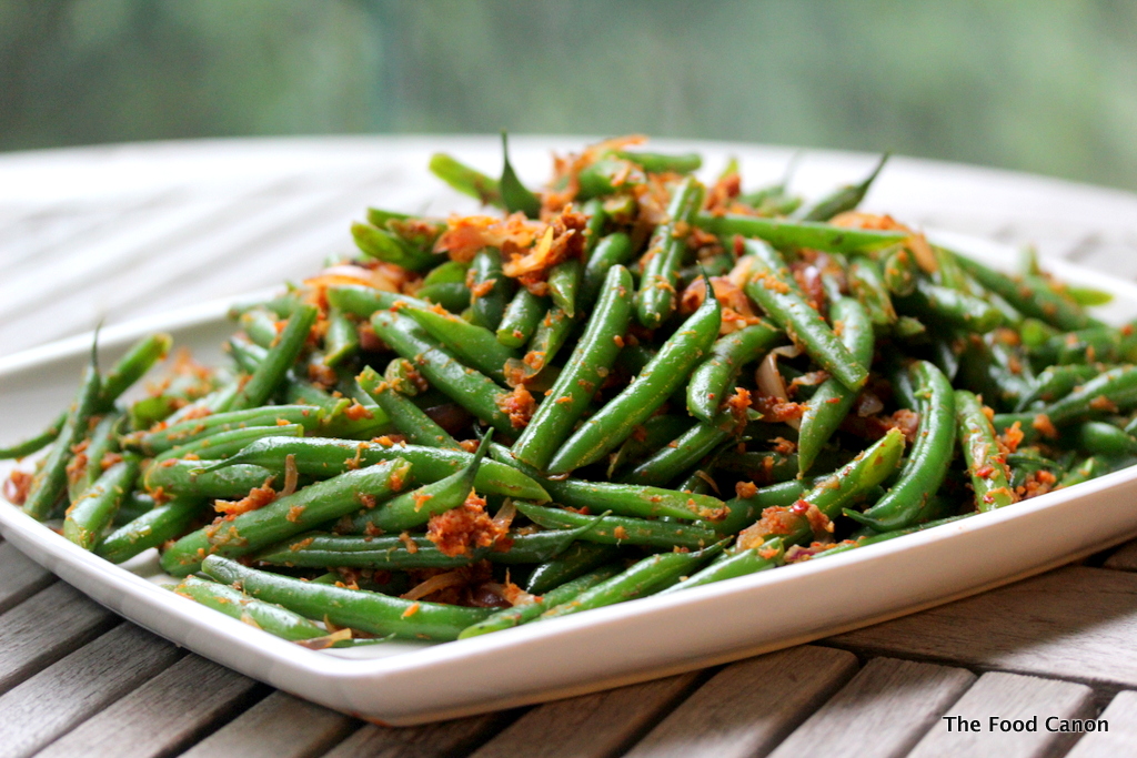Green Beans fried with Dried Shrimps - The Food Canon