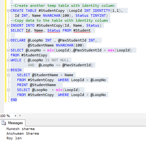 Looping through table records in Sql Server - Dot Net Office image.