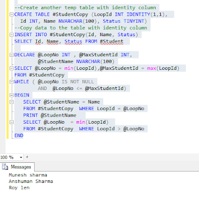 Looping through table records in Sql Server - Dot Net Office