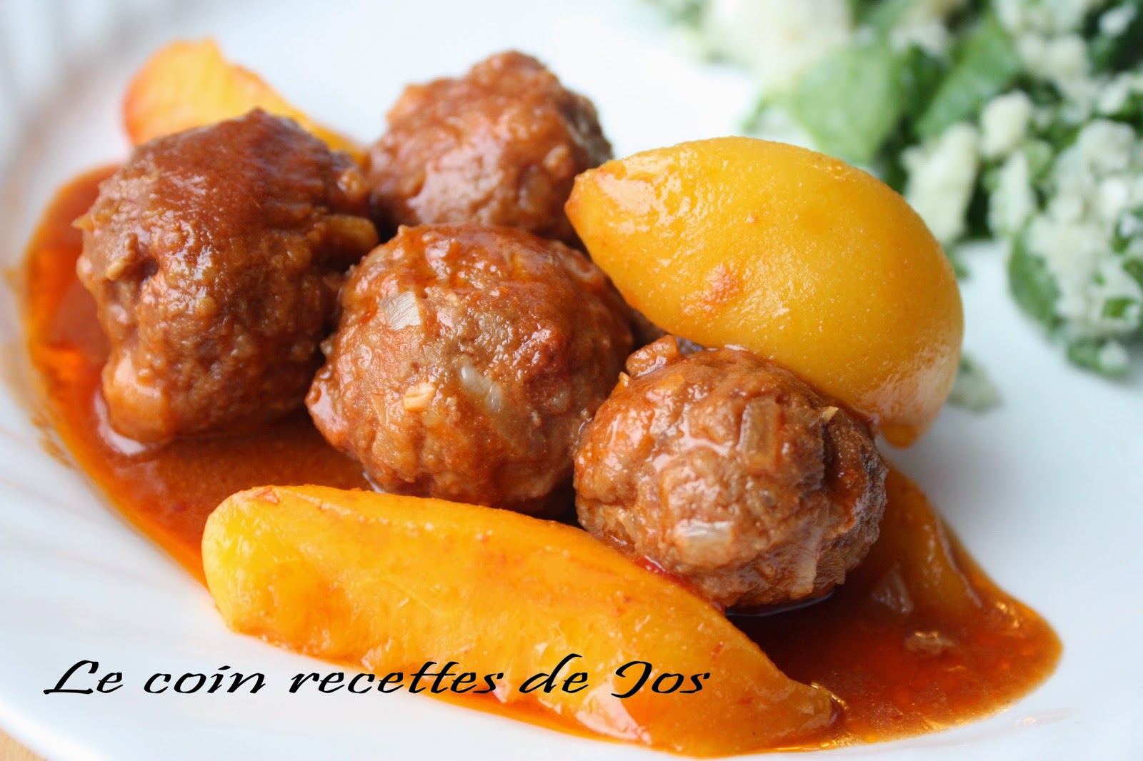 Le coin recettes de Jos BOULETTES DE VEAU HACHÉ AUX PÊCHES Le coin recettes de Jos BOULETTES DE VEAU HACHÉ AUX PÊCHES