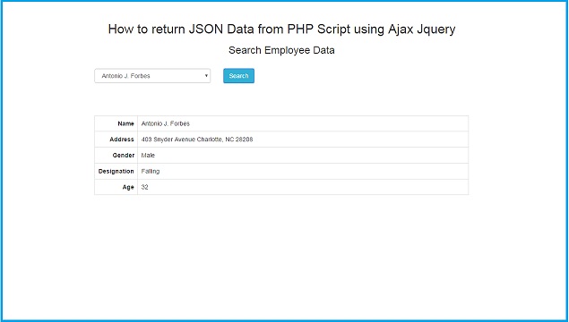 ajax jquery json script return call code source