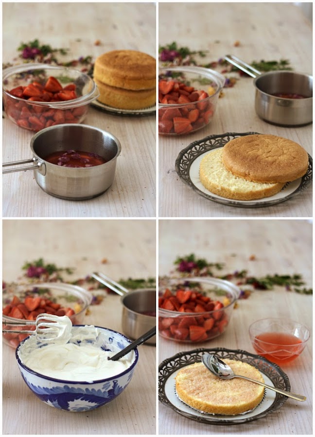 tarta de fresas y rosas