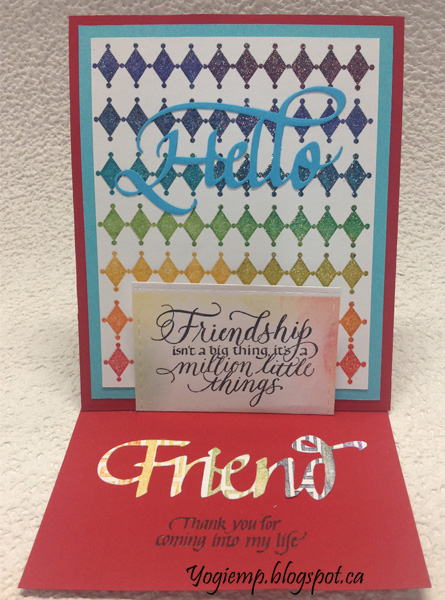 http://yogiemp.com/HP_cards/RainbowMakerClass/RainbowMakerDay2_RainbowStampingHarlequin_ECDHelloFriend_Friendship.html
