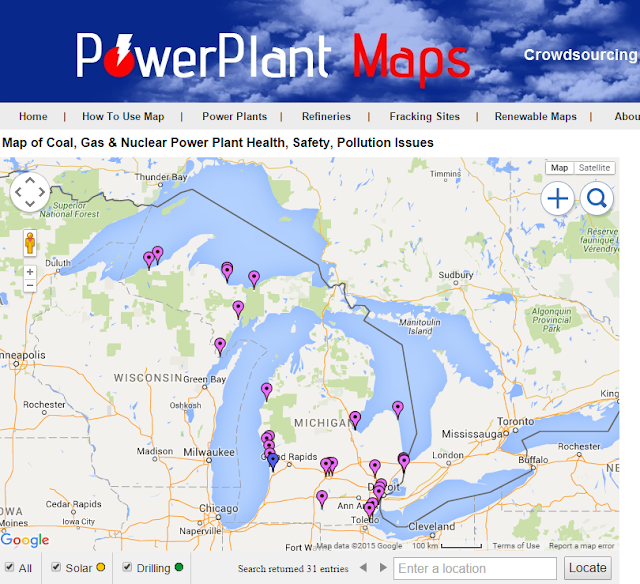 Map of Coal Power Plants in Michigan Shutdown