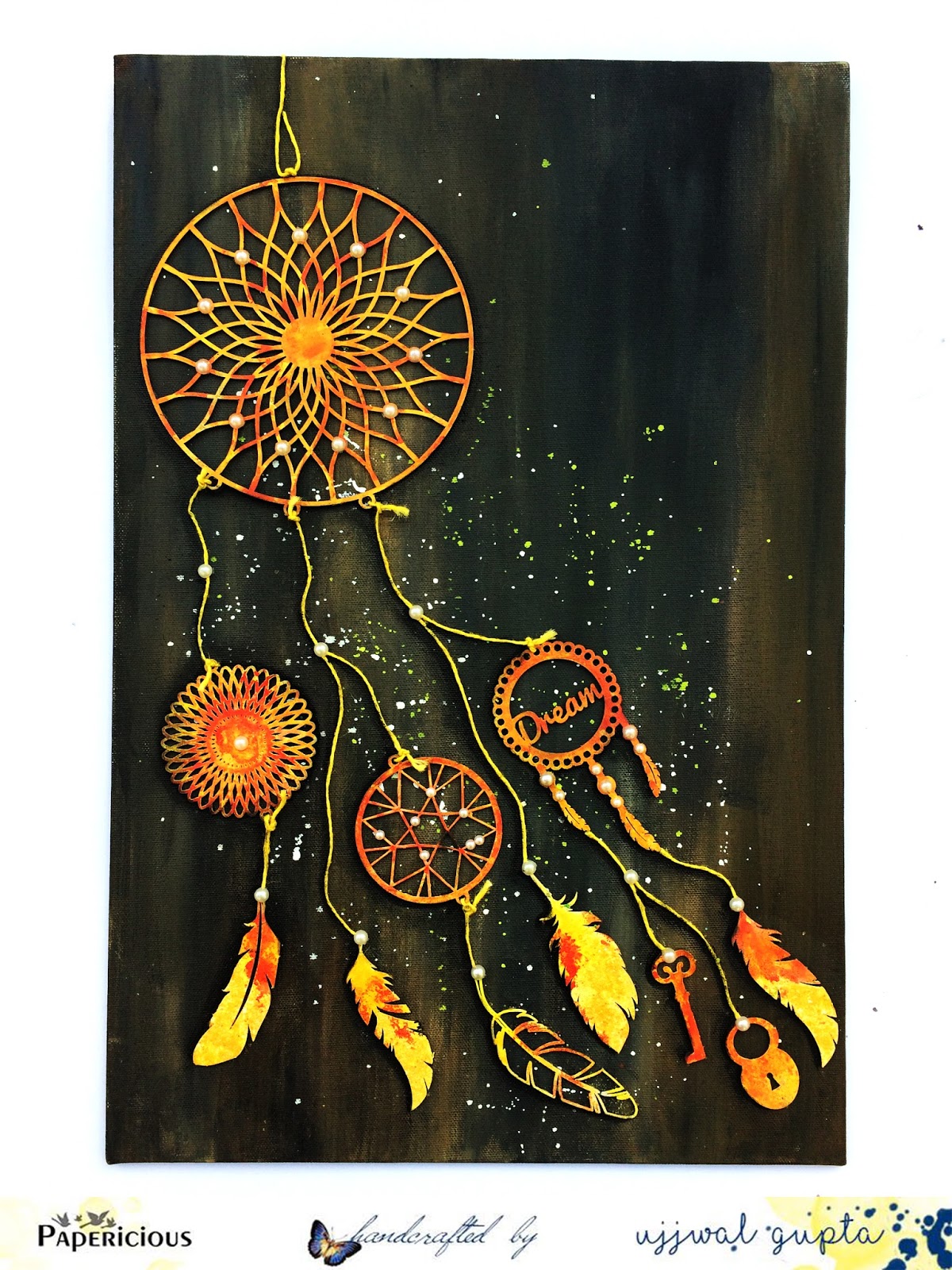 Mixed Media Dream Catcher on Canvas + Video Tutorial! Papericious