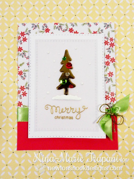 Foiled Die Cut Tree Card by Nina-Marie Trapani | Stamps and dies by Newton's Nook Designs #newtonsnook #holidaycard