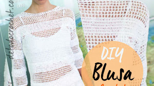 Blusa de crochet filet con gráficos y explicación paso a paso