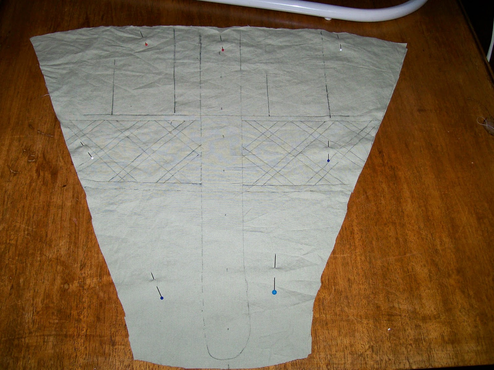 Revised front panel for 1820s stays, with stitching lines marked. Revised front panel for 1820s stays, with stitching lines marked.