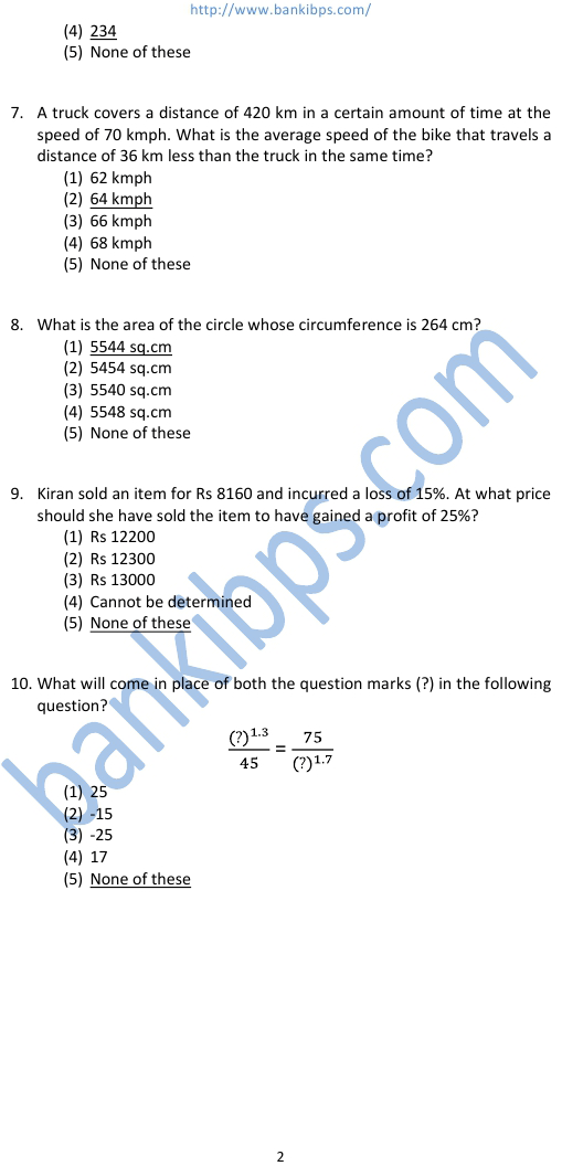 ibps bank clerk exam question papers
