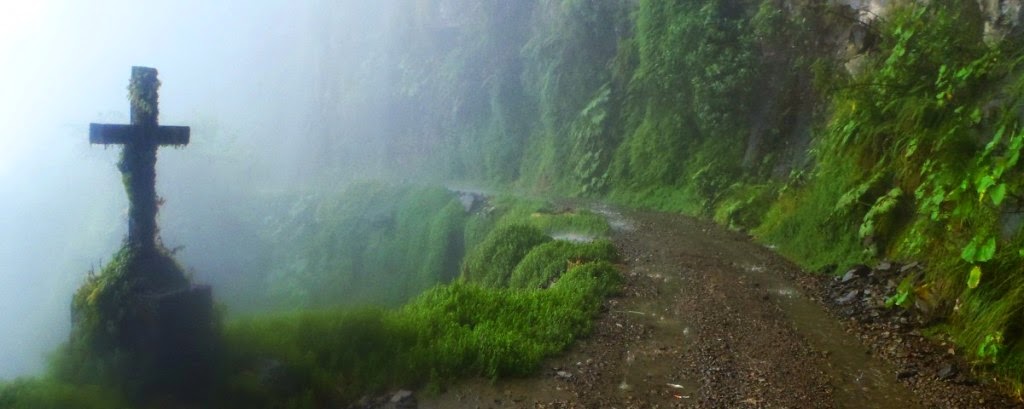 Crosses Remind You of the Danger Bolivia Death road Camino a las Yungas Crosses Remind You of the Danger Bolivia Death road Camino a las Yungas