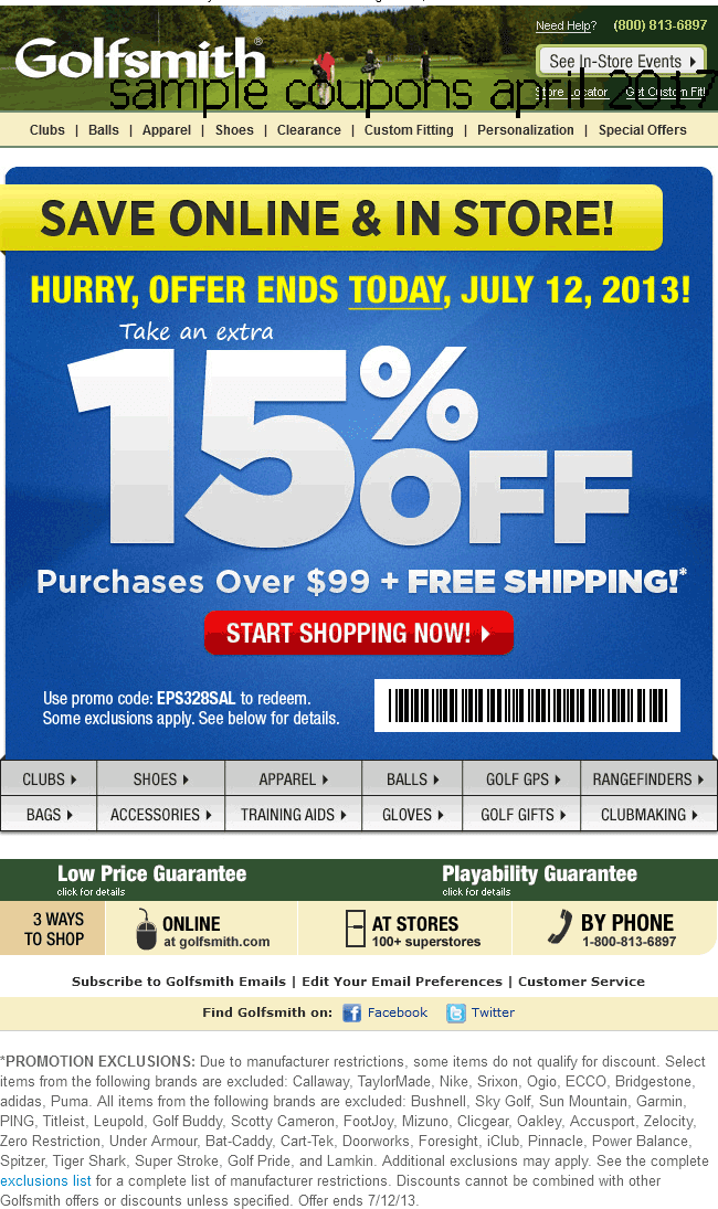 Golfsmith coupons 2018