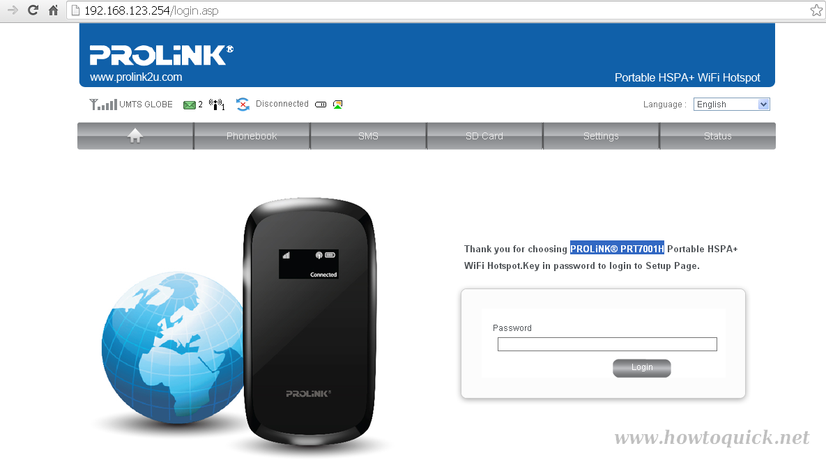 Change Prolink PRT7001H  UI Configuration Page Password