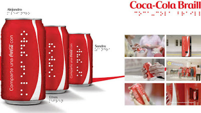 Novas latinhas Coca-Cola em Braile