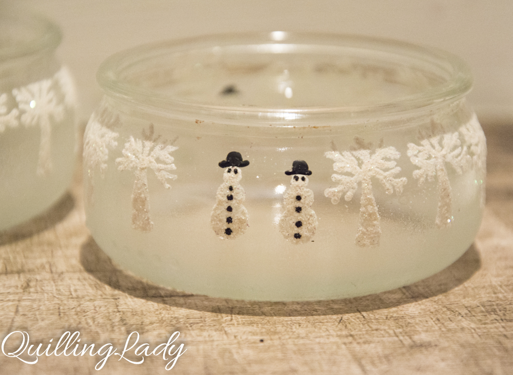 Quilling Lady Snowy candle holders