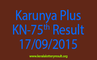 Karunya Plus KN 75 Lottery Result 17-9-2015