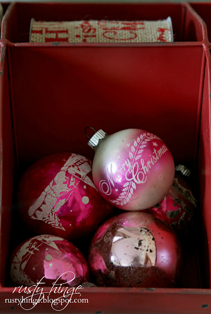 Collection of vintage pink Shiny Brite ornaments