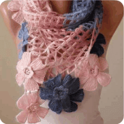 Bufanda con flores a Crochet Bufanda con flores a Crochet