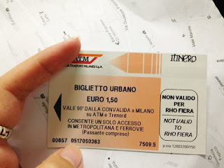 Milan Ordinary Urban Ticket 1.50 for ATM Metro trams buses
