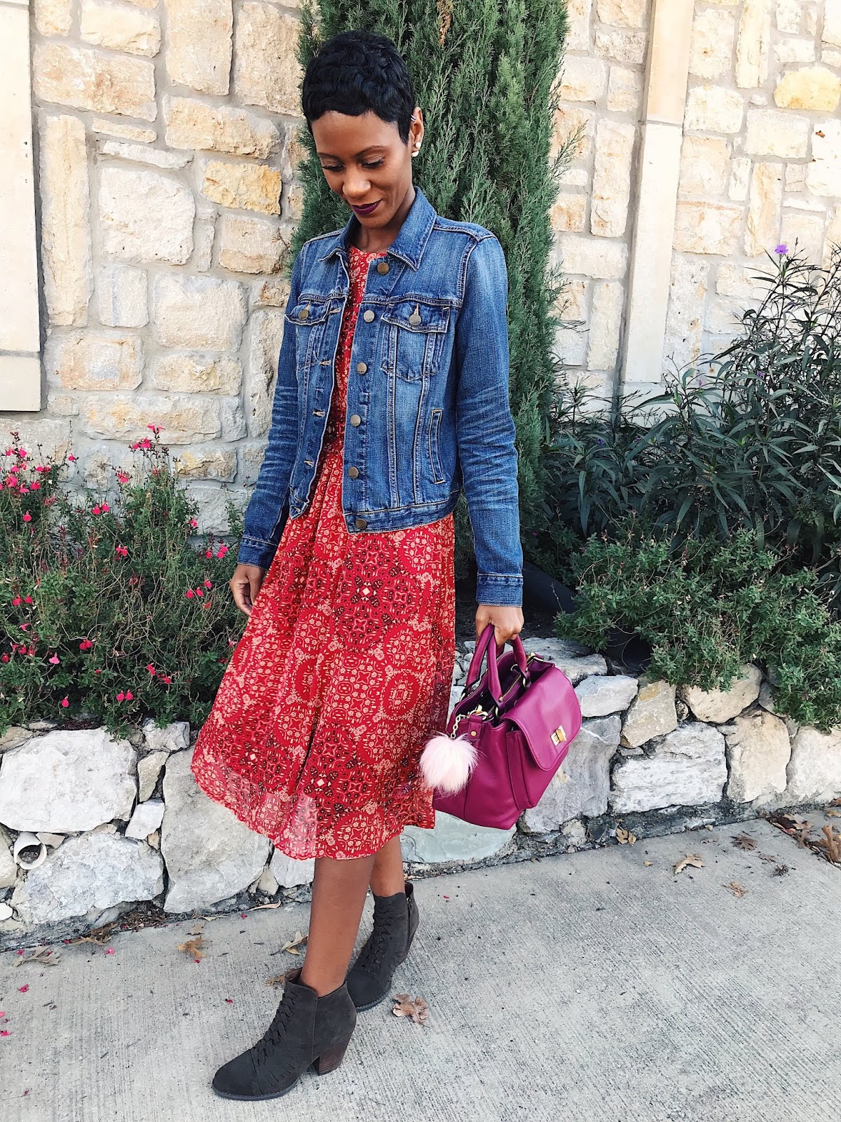 Quick Outfit Of The Day: Red Dress, My Fav Booties & New Handbag Quick Outfit Of The Day: Red Dress, My Fav Booties & New Handbag