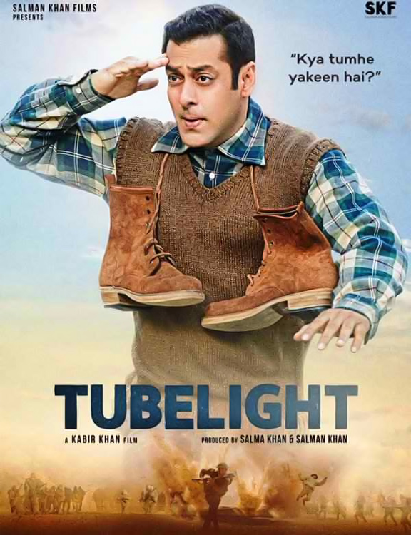Poster Released for Salman Khan's Upcoming Film "TUBELIGHT" Bollywood Superstar Salman Khan's upcoming historical war drama film "Tubelight", which is directed and written by Kabir Khan. Starring Salman Khan, Sohail Khan, Chinese actress Zhu Zhu and others.