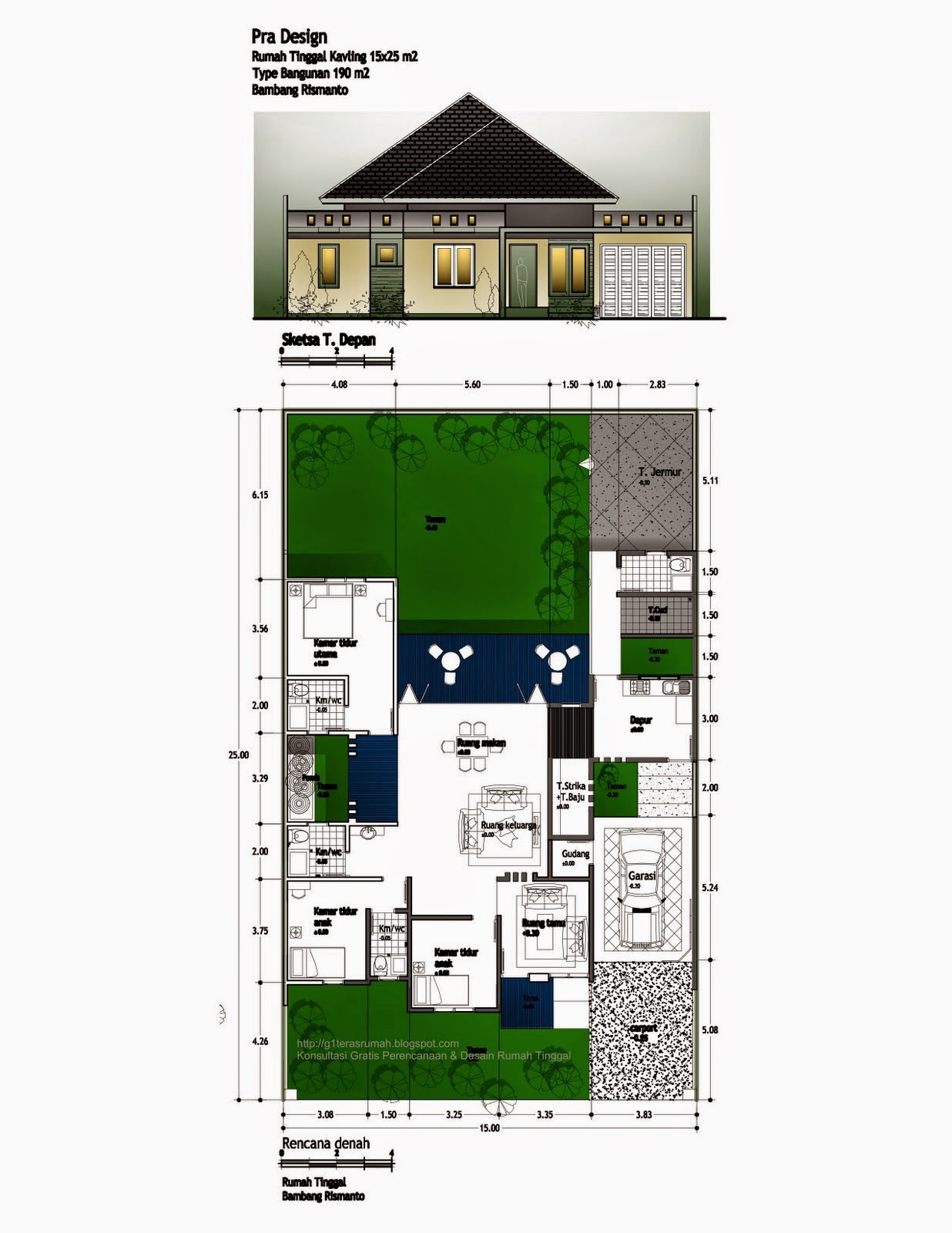 Inilah Gambar Denah Desain Rumah Minimalis Dengan 4 Kamar ...