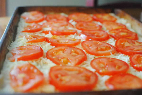 little bits: tomato basil squares {recipe}
