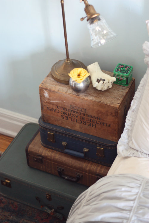 DIY Decor Stacked Vintage Suitcase Nightstand 17 Apart