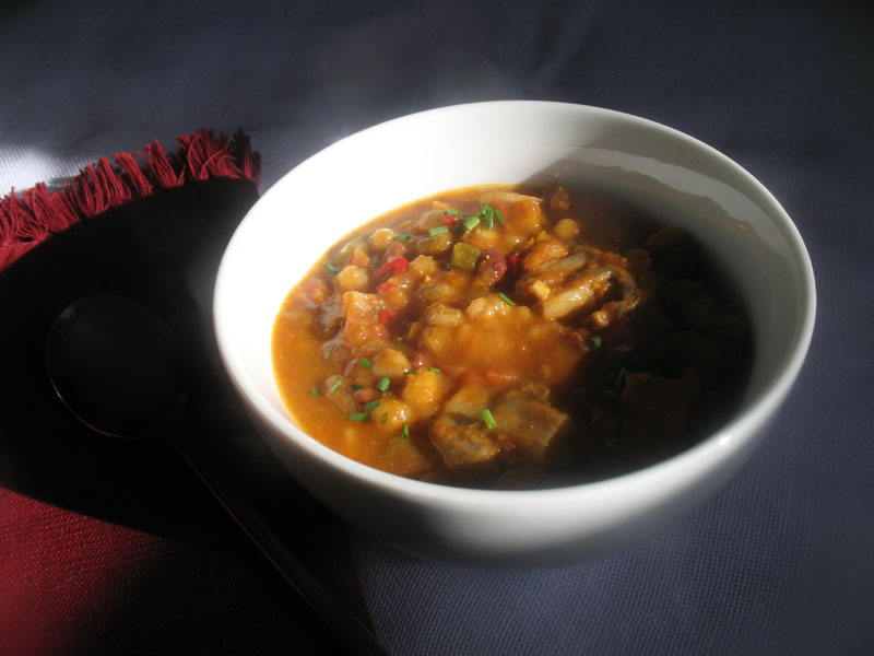 Vegetarian Pumpkin Chili with Azuki Beans, Barley and Mushrooms Lisa