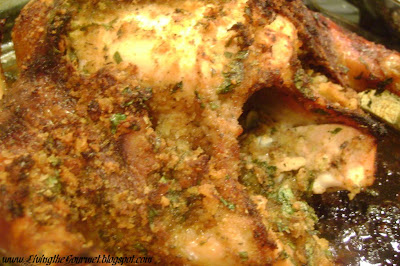 oven roasted chicken with orange glaze & bread crumb stuffing