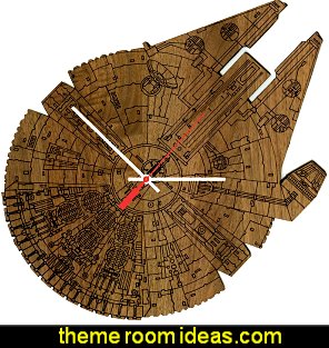 Star Wars Millennium Falcon Science Fiction Inspired Laser Engraved Wall Clock - American Walnut Wood Star Wars Millennium Falcon Science Fiction Inspired Laser Engraved Wall Clock - American Walnut Wood