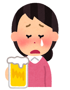 酔っぱらいのイラスト(女性・泣いた顔)