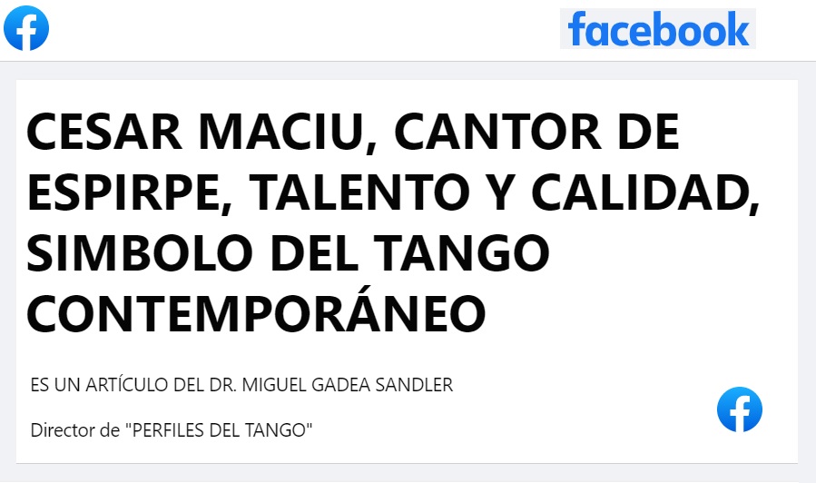 * Cesar Maciú "Cantor de estirpe" por el Dr. Miguel Gadea Sandler