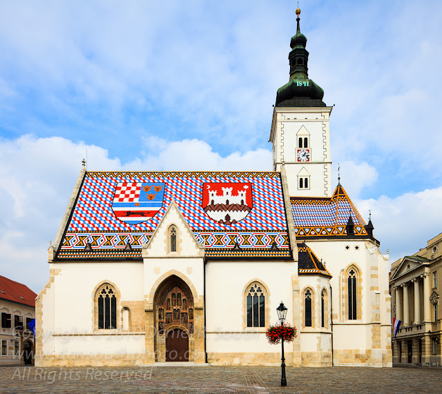 a fine art photograph of st mark's church in zagreb croatia