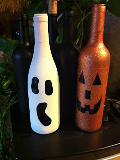 pumkin and ghost wine bottles