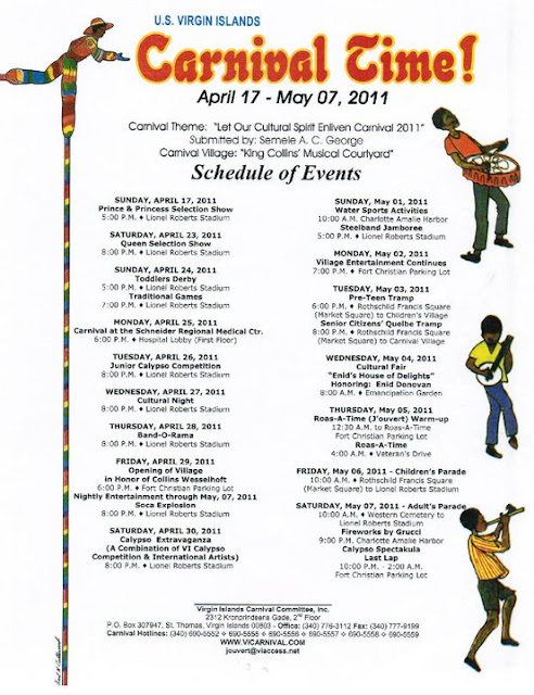 Live De Life Living in the USVI's: Carnival 2011 Schedule Live De Life Living in the USVI's: Carnival 2011 Schedule