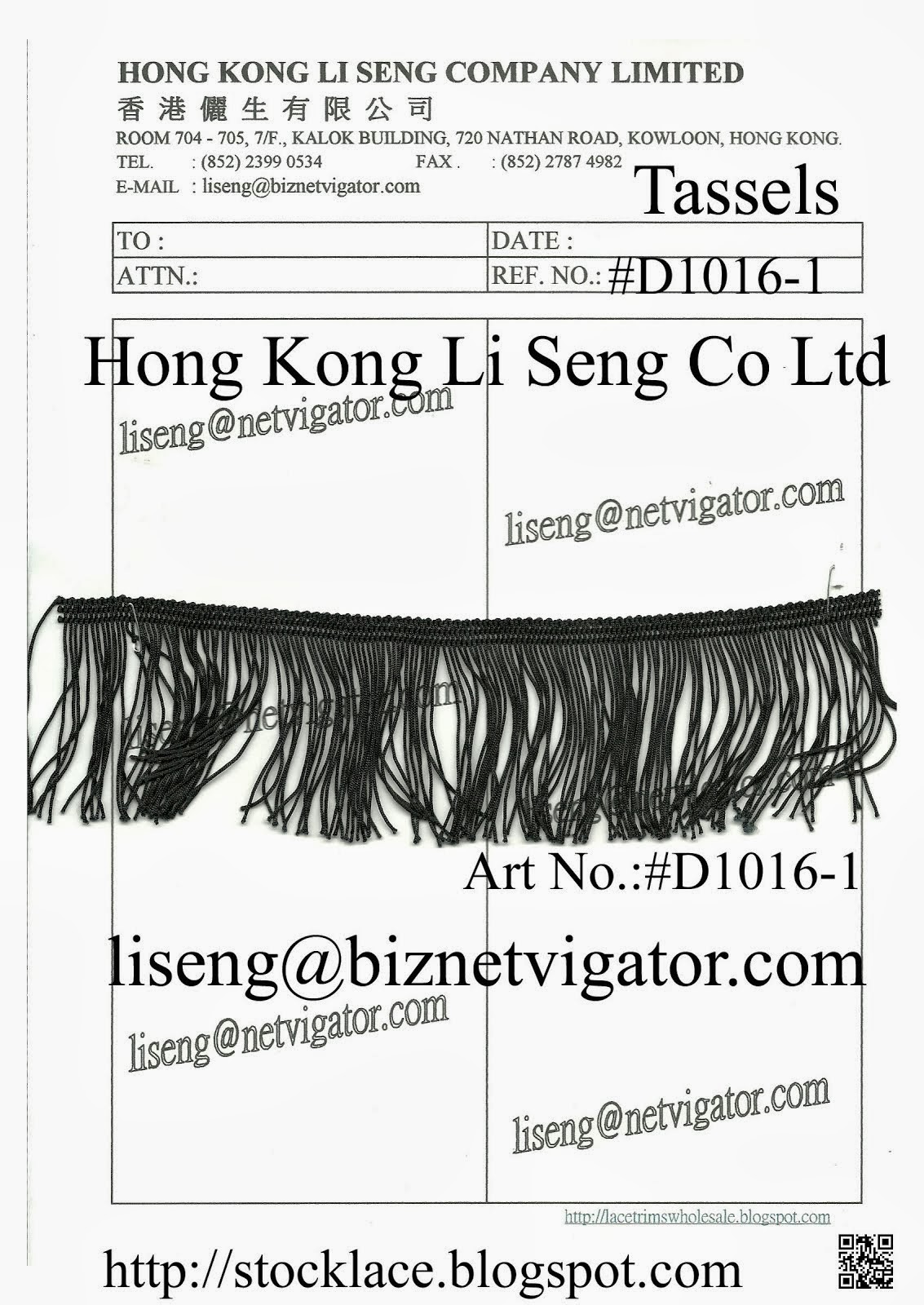 Black Tassels Manufacturer Wholesale and Supplier - Hong Kong Li Seng Co Ltd