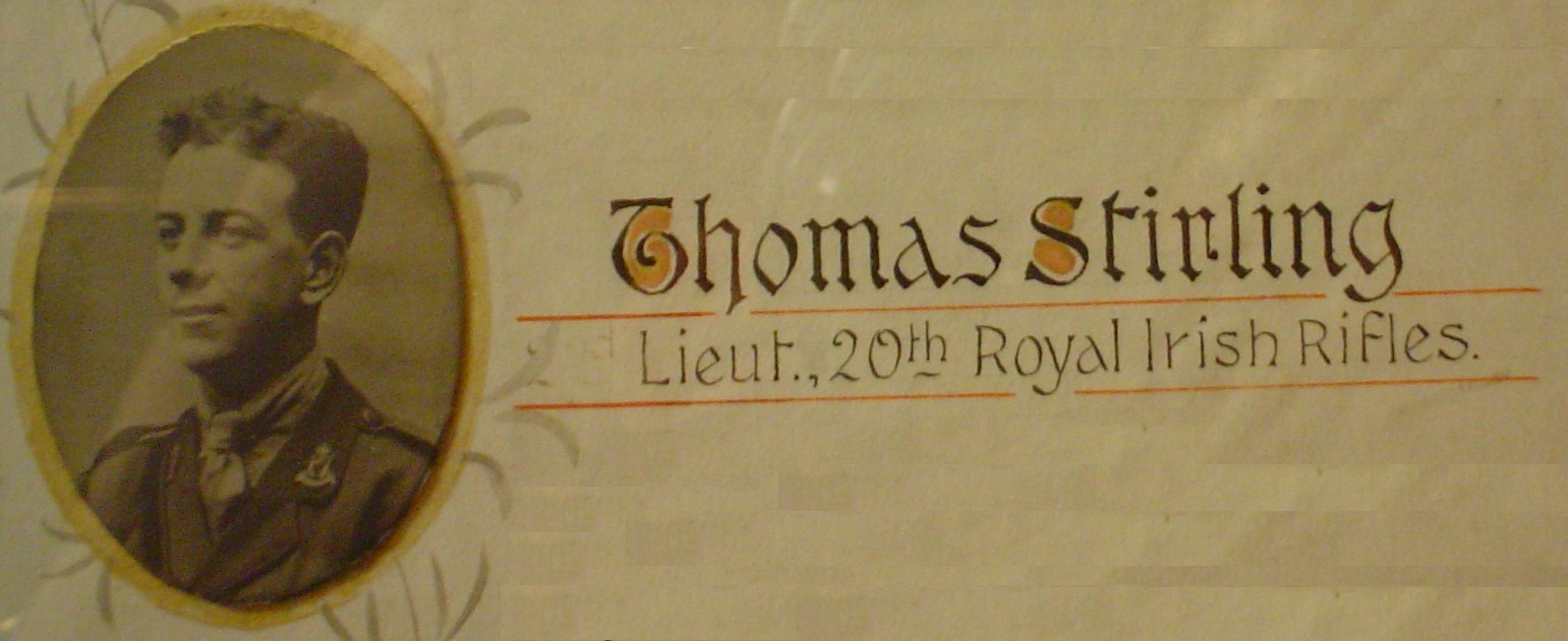 Northern Bank War Memorials / Roll of Honour Stirling, Thomas