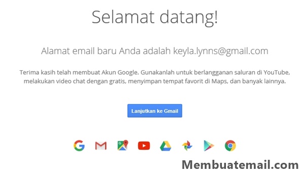 Email Baru Gmail anda berhasil dibuat Email Baru Gmail anda berhasil dibuat