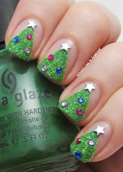 christmas nail round designs idea nails tree acrylic holiday xmas manicure glitter trees sparkly easy unas navidad para gold nailart