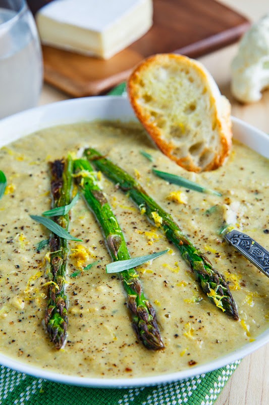 Creamy Roasted Asparagus and Brie Cauliflower Soup Recipe on Closet Cooking