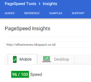 screen shot kecepatan di test PageSpeed Google baik Mobile